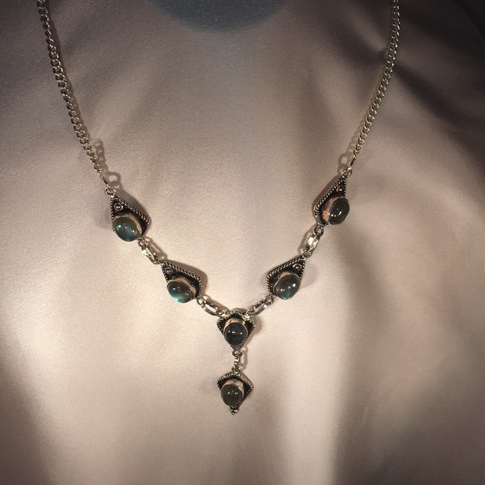 Labradorite & .925 Silver necklace. A bit goth!